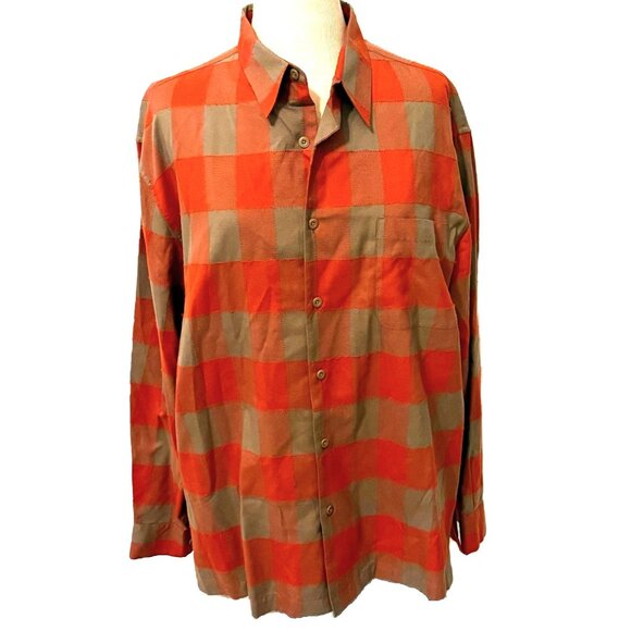 Nat Nast Shirt Mens Button Up 100% Silk Check RockABilly Hipster Large - Picture 1 of 9